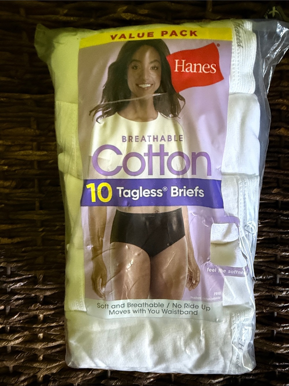 NWT Hanes White Breathable Cotton 10 Tagless Women's Briefs Size 8/XL